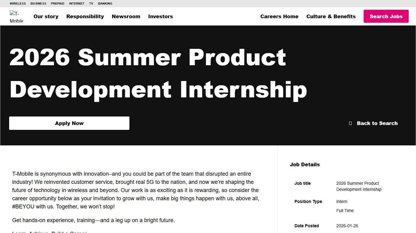 Apply for 2026 Summer Product Development Internship