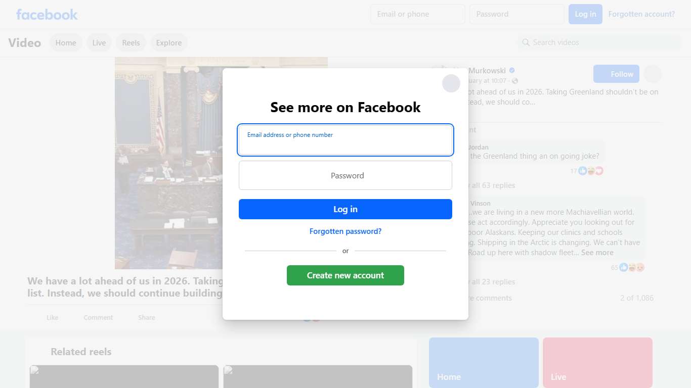 We have a lot ahead of us in 2026. Taking Greenland shouldn’t be on that list. Instead, we should continue building relationships—through trade, tourism, cultural exchange, and indigenous governance—rather than sending provocative messages that undo decades of trust. Lisa Murkowski Facebook